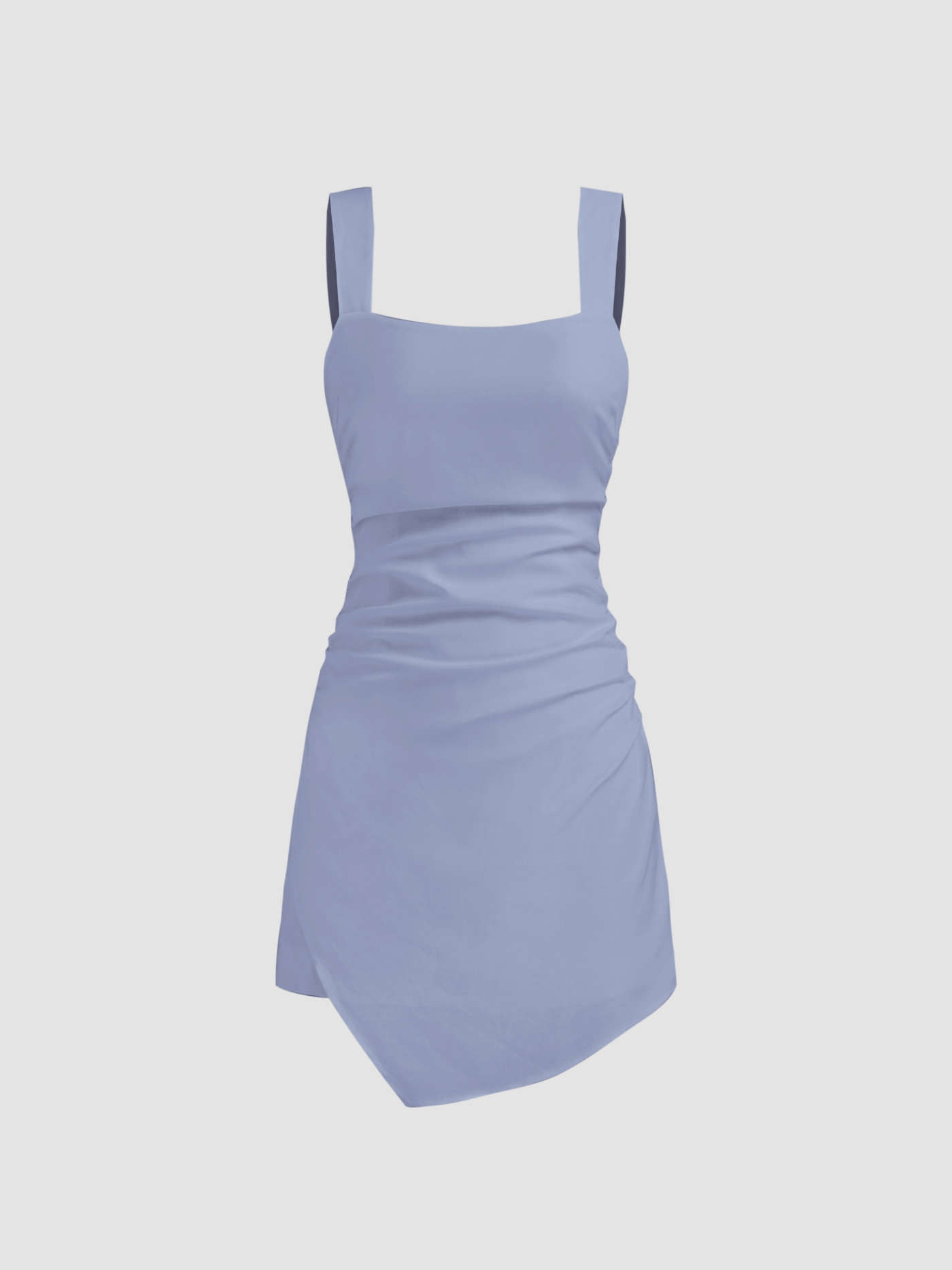 Square Neck Ruched Asymmetrical Hem Mini Dress... | Cider