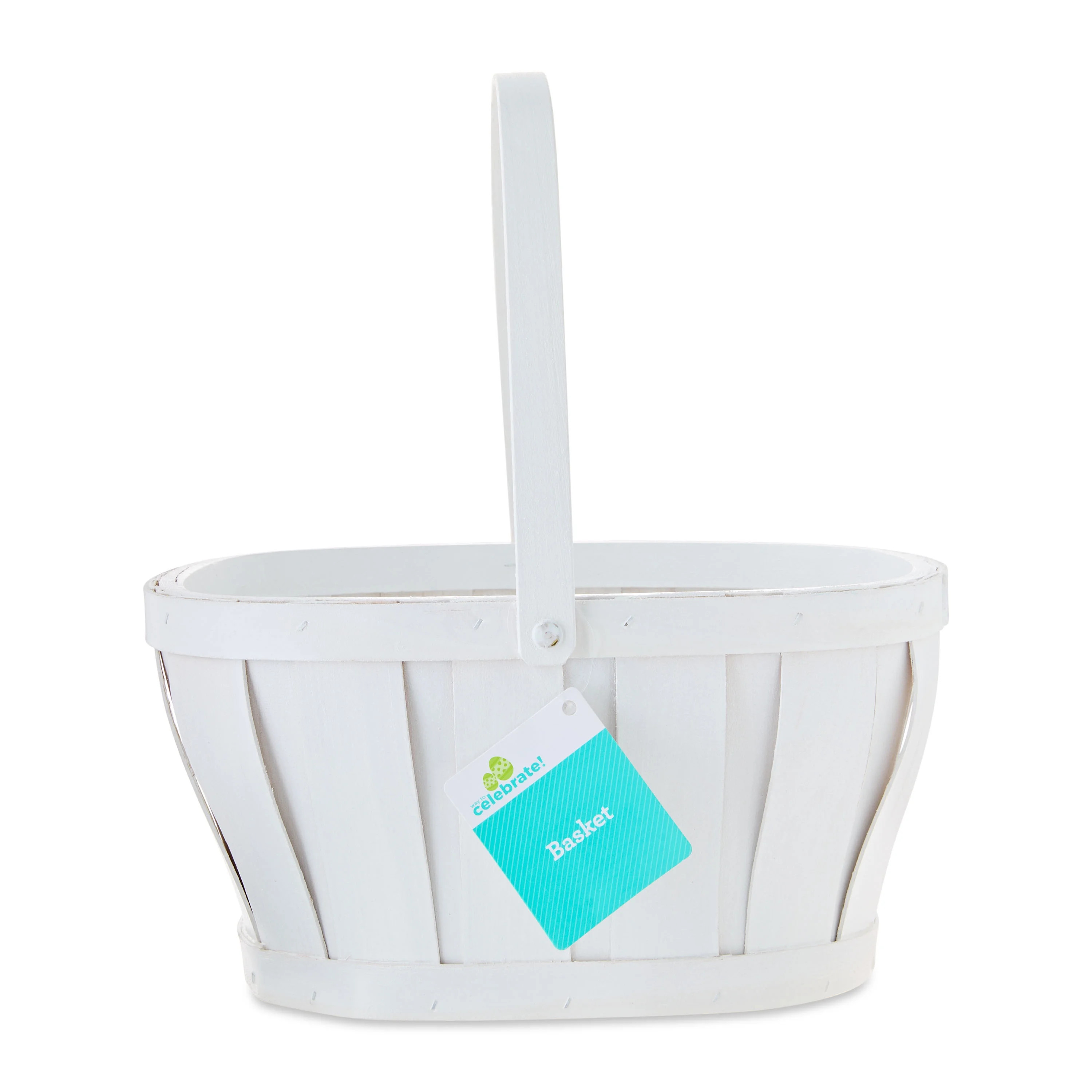 Oval Woodchip Basket, White, 12" x 6", Easter by Way To Celebrate | Walmart (US)