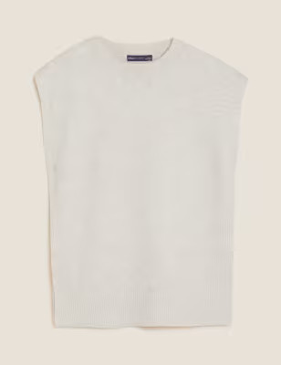 Ribbed Crew Neck Sleeveless Knitted Jumper | Marks & Spencer (UK)