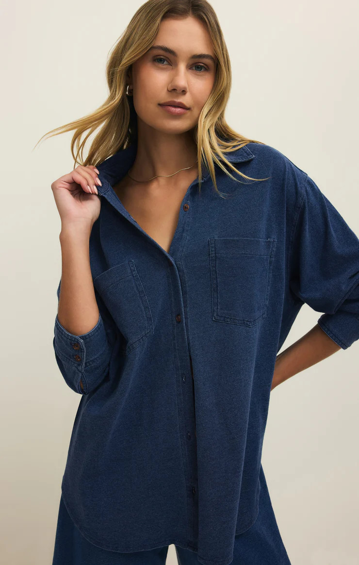 Reese Jersey Denim Button Up | Z Supply
