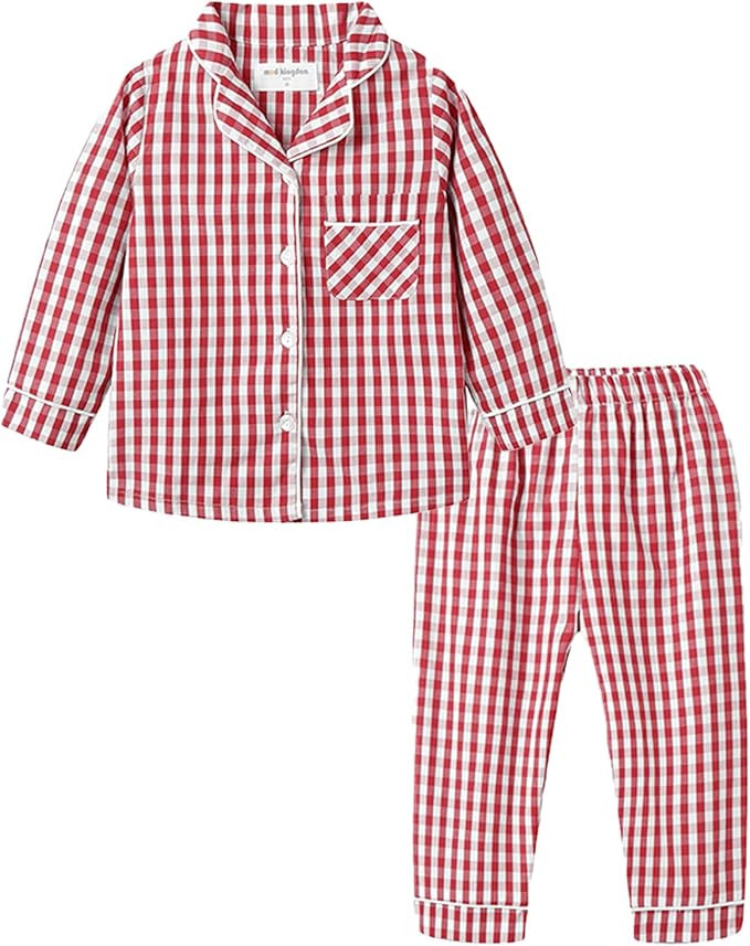 Mud Kingdom Boutique Girls Boys Pajamas Set Collared Long Sleeve Sleepwear | Amazon (US)