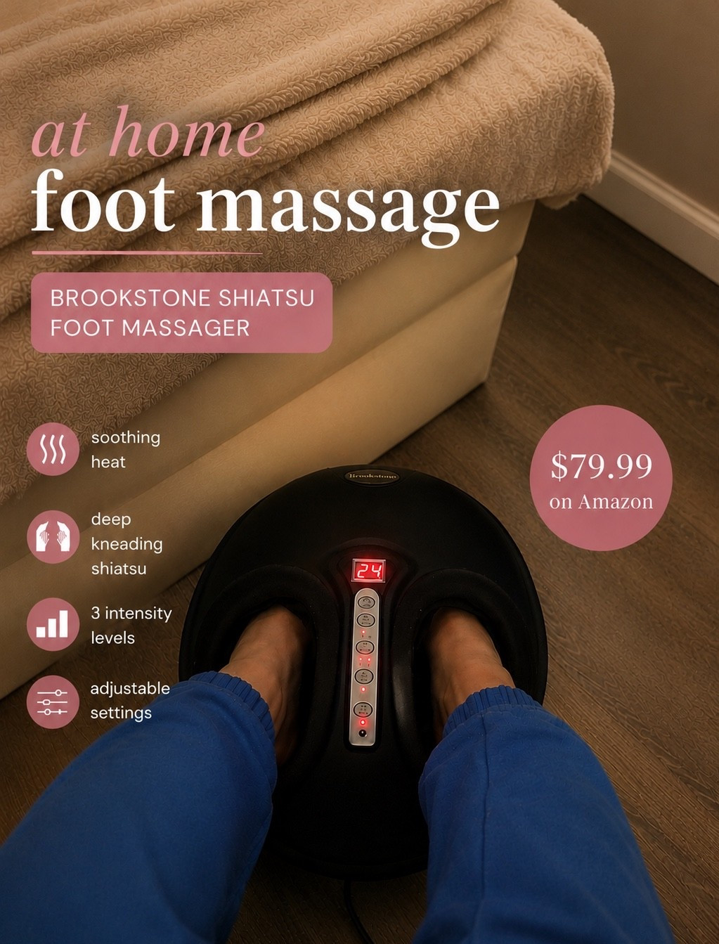 Self care Sunday morning ♥️

Truly one of those purchases worth the hype & for a great price - definitely worth the buy 🙌🏼👏🏼 
If you’re on your feet all day (for me, that’s being a hairstylist all day & post gym routine ) , a busy mom with (maybe) 15 minutes of you time, work out often, or just love a good self-care night, this Brookstome Shiatsu foot massager has been one of my favorite at-home finds on Amazon by a long shot! 😍
Would also make for a great gift for your husband / wife!
 
#LTKGym #LTKFinds #AmazonFinds #AmazonHome #SelfCare #SelfCareEssentials #WellnessFinds #HomeEssentials #FootMassager #ShiatsuMassage #RecoveryMode #CozyHome #HomeComfort #AmazonDeals #Brookstone

#LTKselfcare #LTKSaleAlert #LTKActive