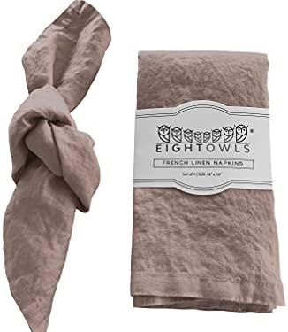 Linen Napkins –100% French Flax – Stonewashed Pure Linen Cloth Napkins - Size 18 Inch x 18 Inch – Se | Amazon (US)