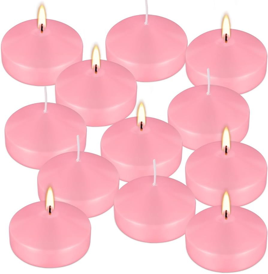 12 Pcs 3 inch Romantic Pink Floating Candles, Smokeless and Unscented, Burns for 8-10 Hours, are ... | Amazon (US)