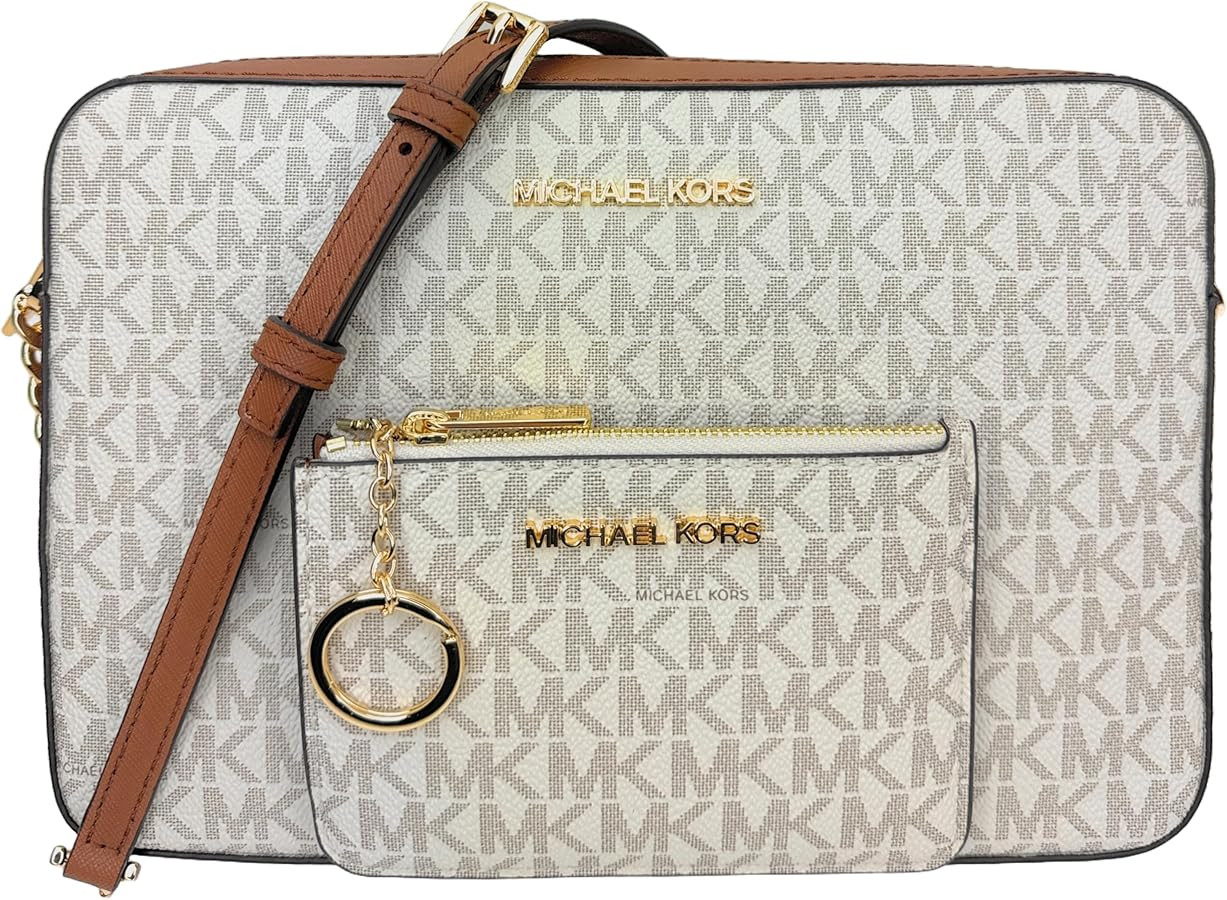 Michael Kors Jet Set Large Printed Logo Crossbody Bag With Matching Logo Coin Pouch | Amazon (US)