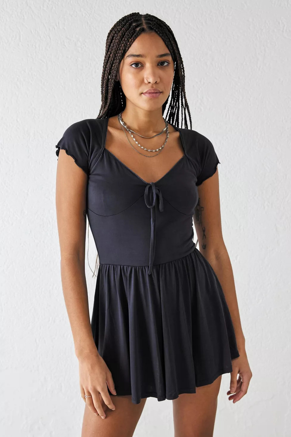UO Milly Cupro Romper | Urban Outfitters (US and RoW)