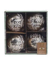 4pk 100mm Floral Glass Ornaments | TJ Maxx