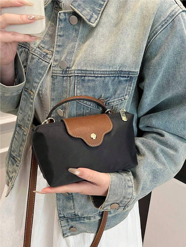 Women's Mini Nylon Fabric Crossbody Bag, Magnetic Snap Dumpling Design, Casual Cute & Fashionable | SHEIN