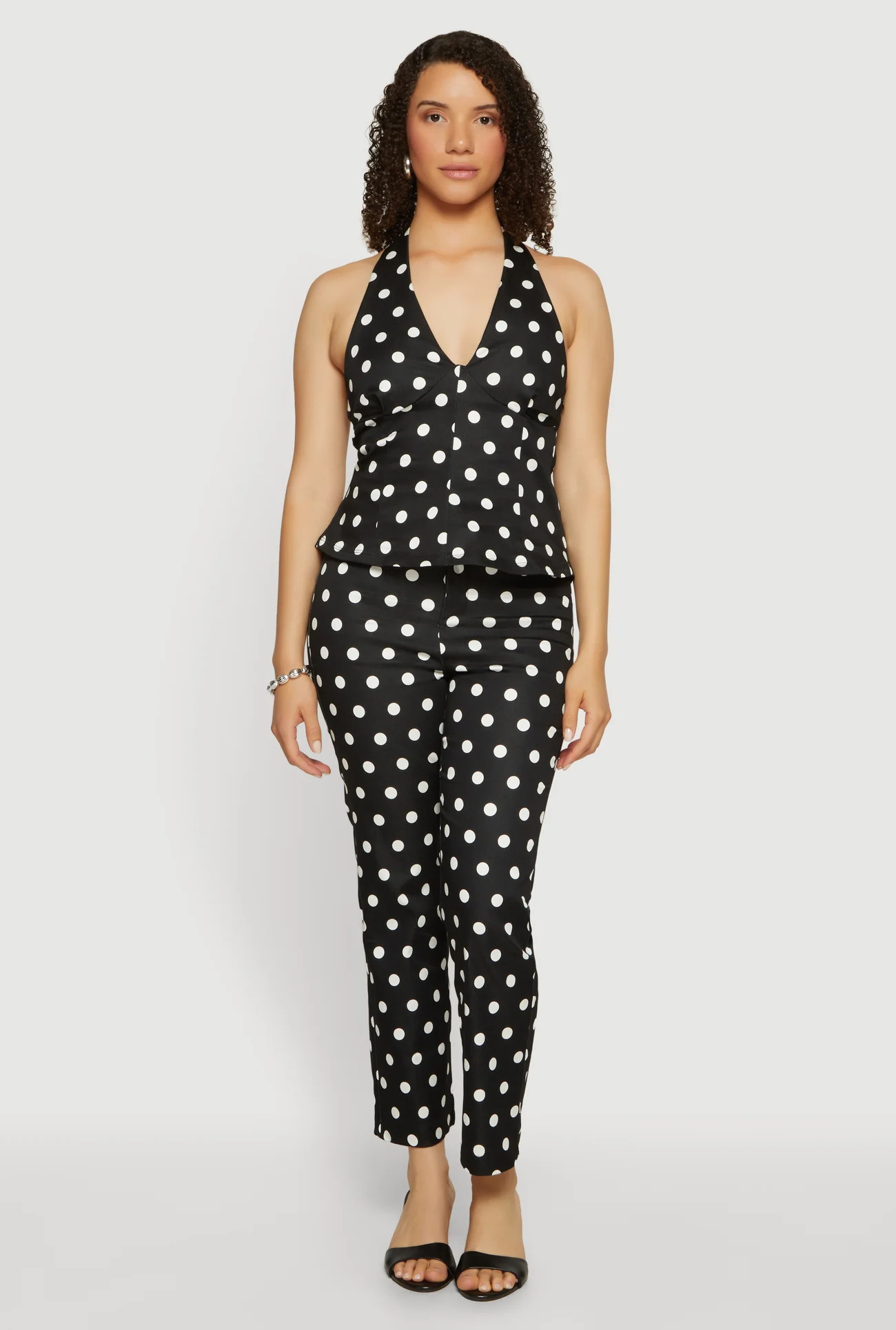 Polka Dot Cropped Dress Pants | Rainbow Shops