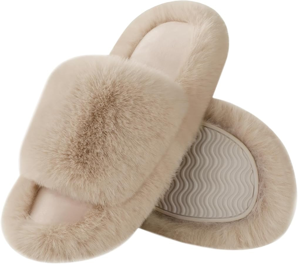 Ankis Womens’s Slippers Comfy Memory Foam House Open Toe Fuzzy Slipper Plush Indoor Outdoor Sli... | Amazon (US)