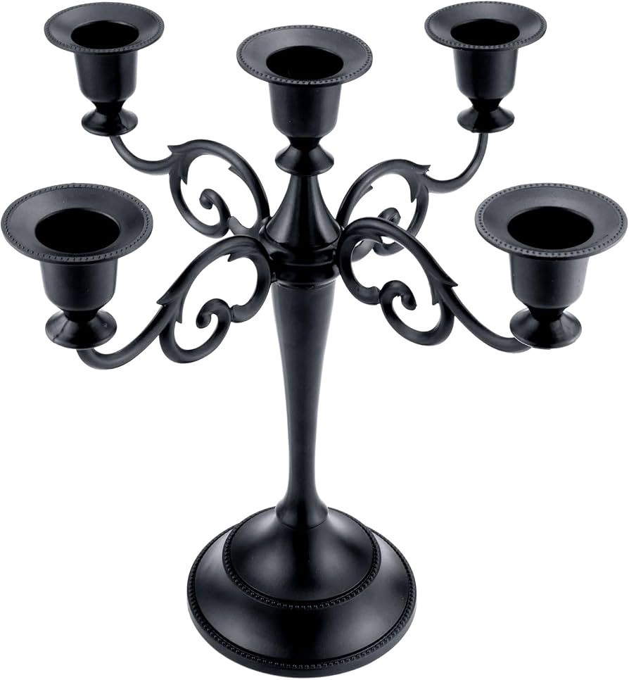 Viscacha Metal Candle Holder，5 Arms Pure Black Candle Holders for Pillar Candles（10.6 inch Ta... | Amazon (US)