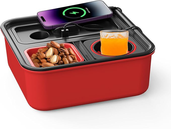 Couch Tray with Wireless Charging, Couch Cup Holder Tray Sofa Caddy with Self Balancing Cup Holde... | Amazon (US)