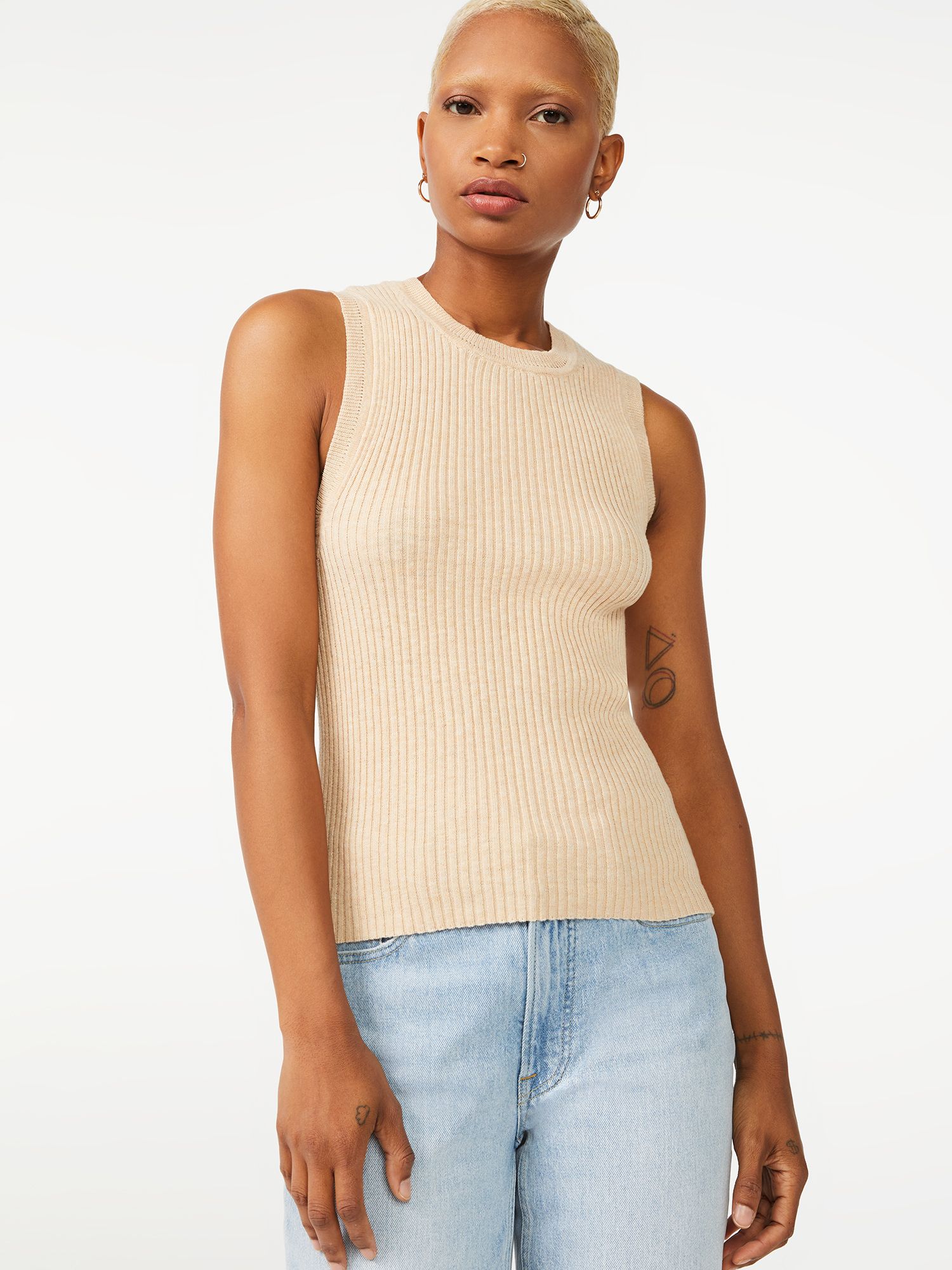 Free Assembly Women's Rib Sweater Tank Top | Walmart (US)