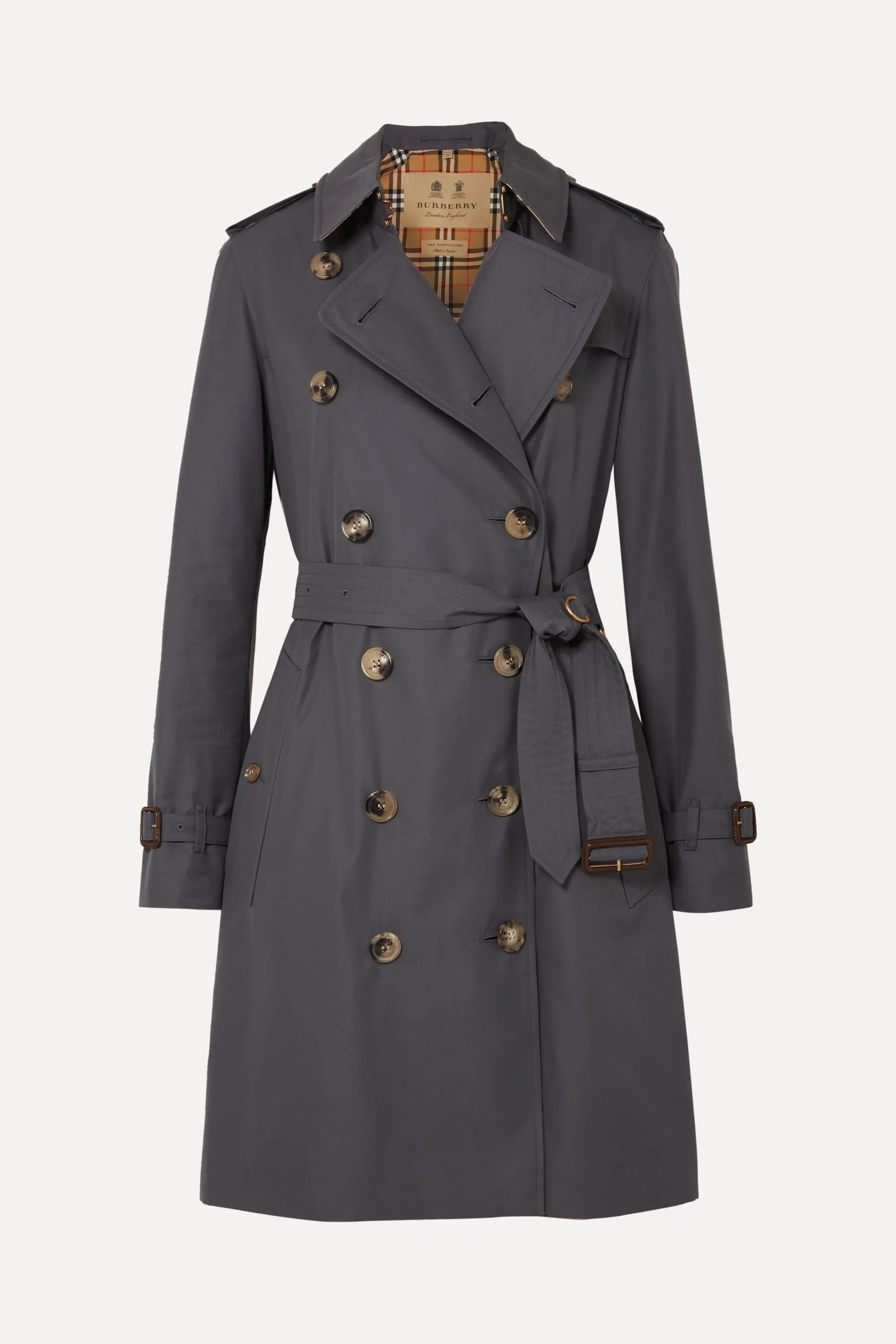 Gray The Kensington cotton-gabardine trench coat | Burberry | NET-A-PORTER | NET-A-PORTER (US)
