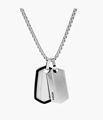Chevron Stainless Steel Dog Tag Necklace | Fossil (US)