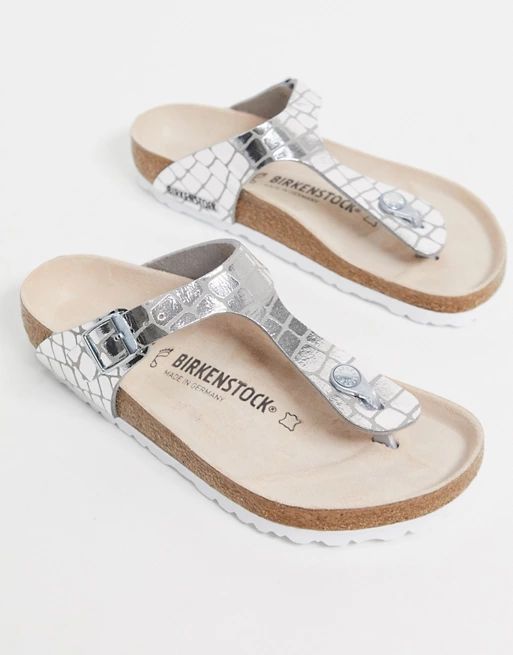 Birkenstock Gizeh sandal in gator silver | ASOS (Global)