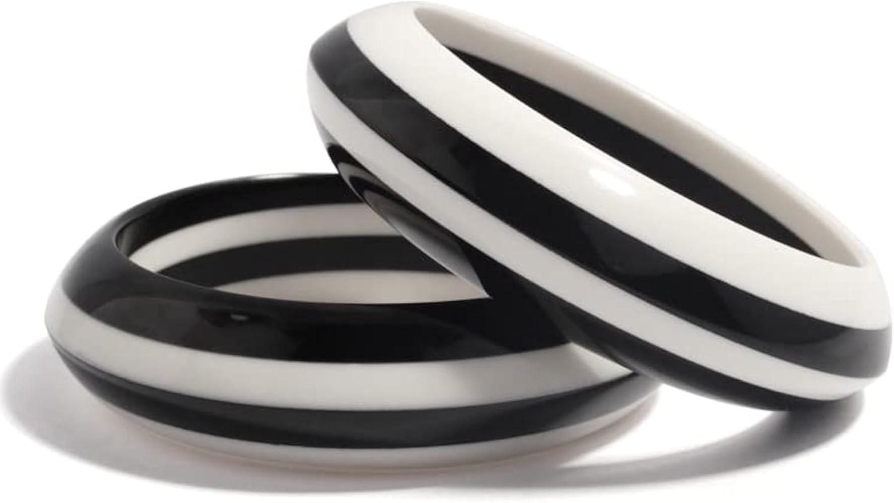 Pure Hands Handmade Resin Bangle Set – Melody of Bianco e Nero Black and White Trio | Modern Jo... | Amazon (US)