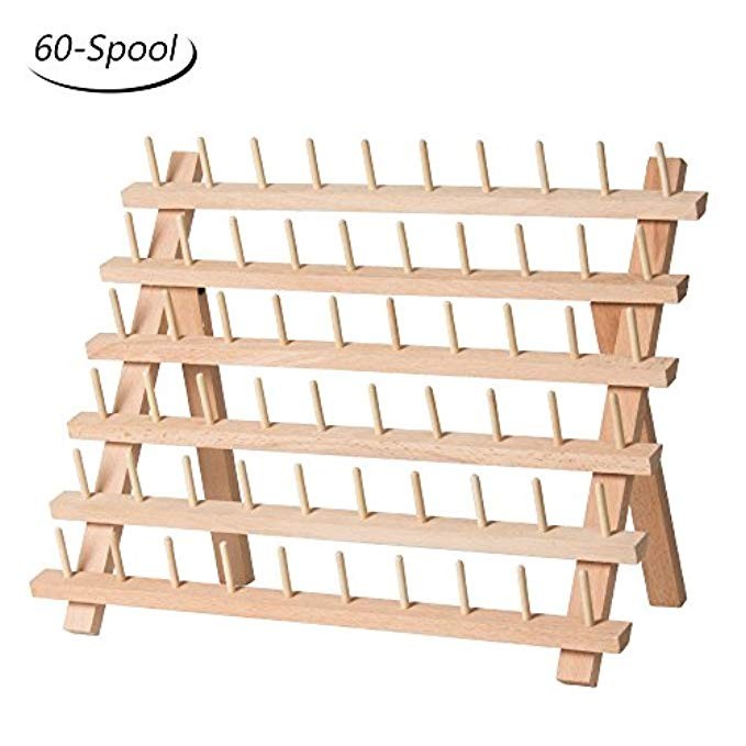 HAITRAL 60-Spool Sewing Thread Rack Wooden Embroidery Thread Organizer | Amazon (US)