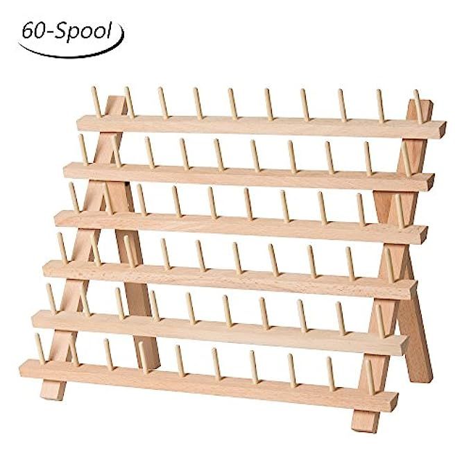 HAITRAL 60-Spool Sewing Thread Rack Wooden Embroidery Thread Organizer | Amazon (US)