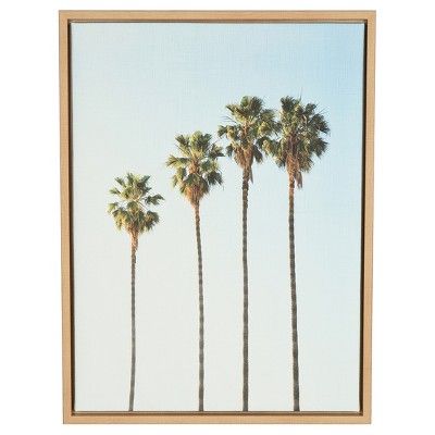 Palm Trees Framed Canvas Art Natural (24"x18") - Uniek | Target