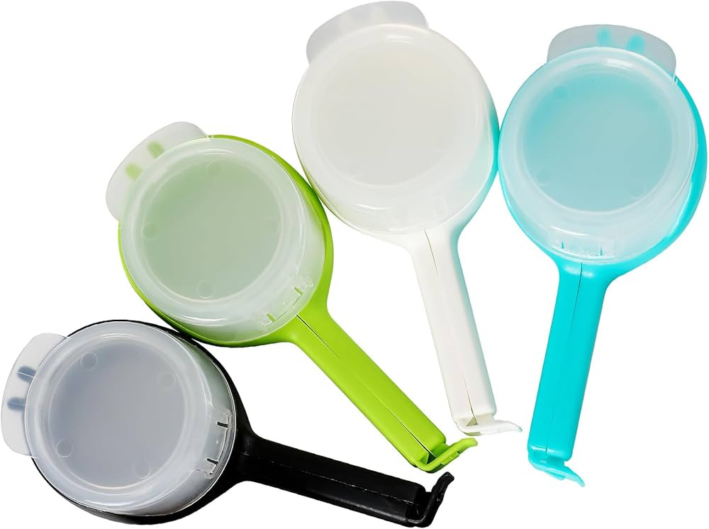 Food Clip Set, 4PCS Chip Bag Clips Airtight, Durable Plastic Clips for Food Storage (Round, Singl... | Amazon (US)