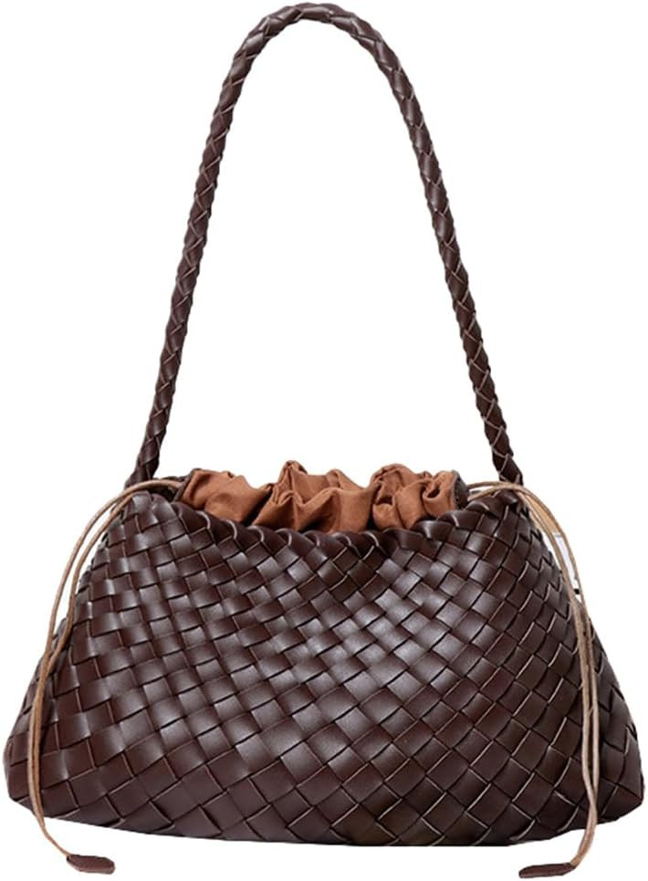 Woven Hobo Bags Women Trendy Suede Bucket Purse Shoulder Bag Tote Handbag | Amazon (US)
