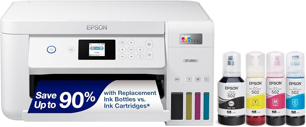 Epson EcoTank ET-2850 Wireless Color All-in-One Cartridge-Free Supertank Printer with Scan, Copy ... | Amazon (US)