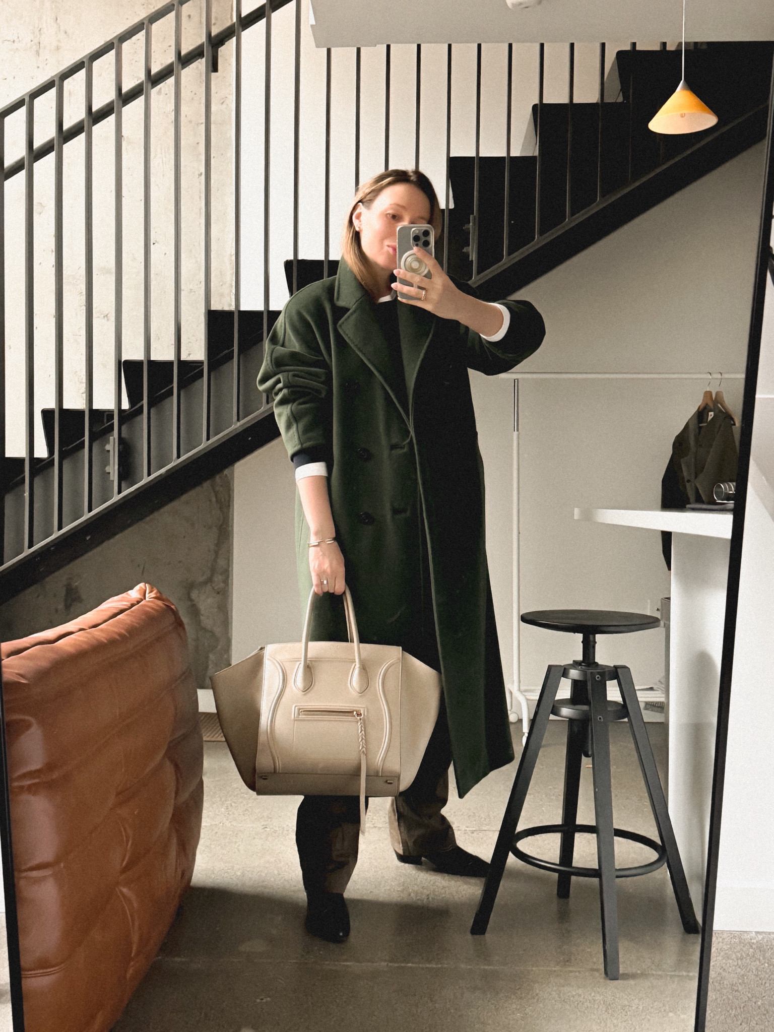 OOTD: Max Mara 101801 Madame Icon coat (I linked it from everywhere I could find in camel 🐪- its most popular color + found it at a sale price on Farfetch in pink; if you’re looking for a dark green coat check out a green velvet duster from Free People. If you are shopping for an oversized cocoon coat in wool & cashmere mix get Aritzia Babaton The Slouch) 
Pants: Marant Etoile Rebecca cargo 
Pants (similar style Aritzia Supply cargo pants & COS UTILITY BARREL-LEG PANTS).
Pointed toe boots: Aeyde Hester cowboy boots (similar style Alohas Austin ankle boots & Madewell The Ingrid Chelsea boots). 
Sweater: Madewell merino wool pullover sweater (on sale in several colors right now) layered on top of my long sleeve maternity top by Gap. 
Bag: Celine luggage phantom medium in taupe (got mine from The Real Real, they have more!)


#LTKWorkwear #LTKSaleAlert #LTKSeasonal