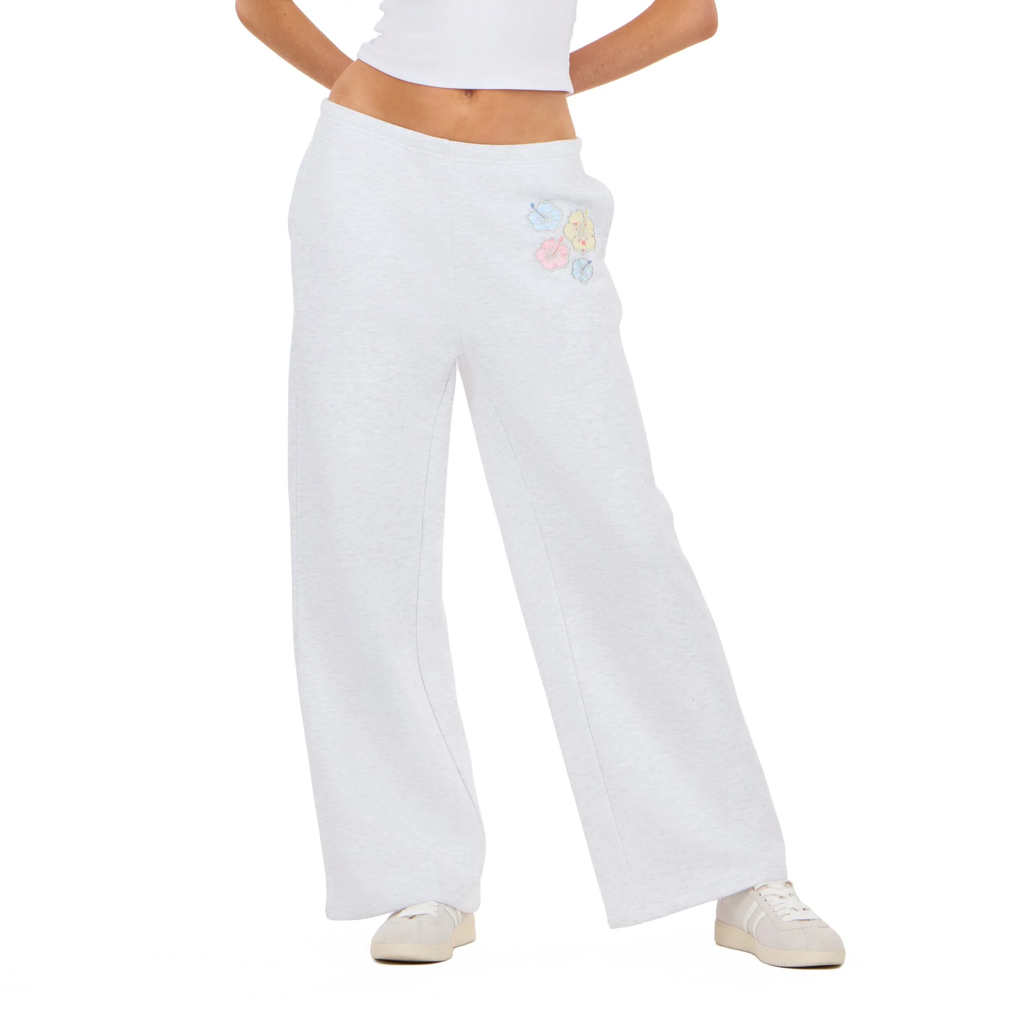 Forever 21 Women’s Wide Leg Jogger Pants with Patch Details, Relaxed Fit Casual Sweatpants for ... | Walmart (US)