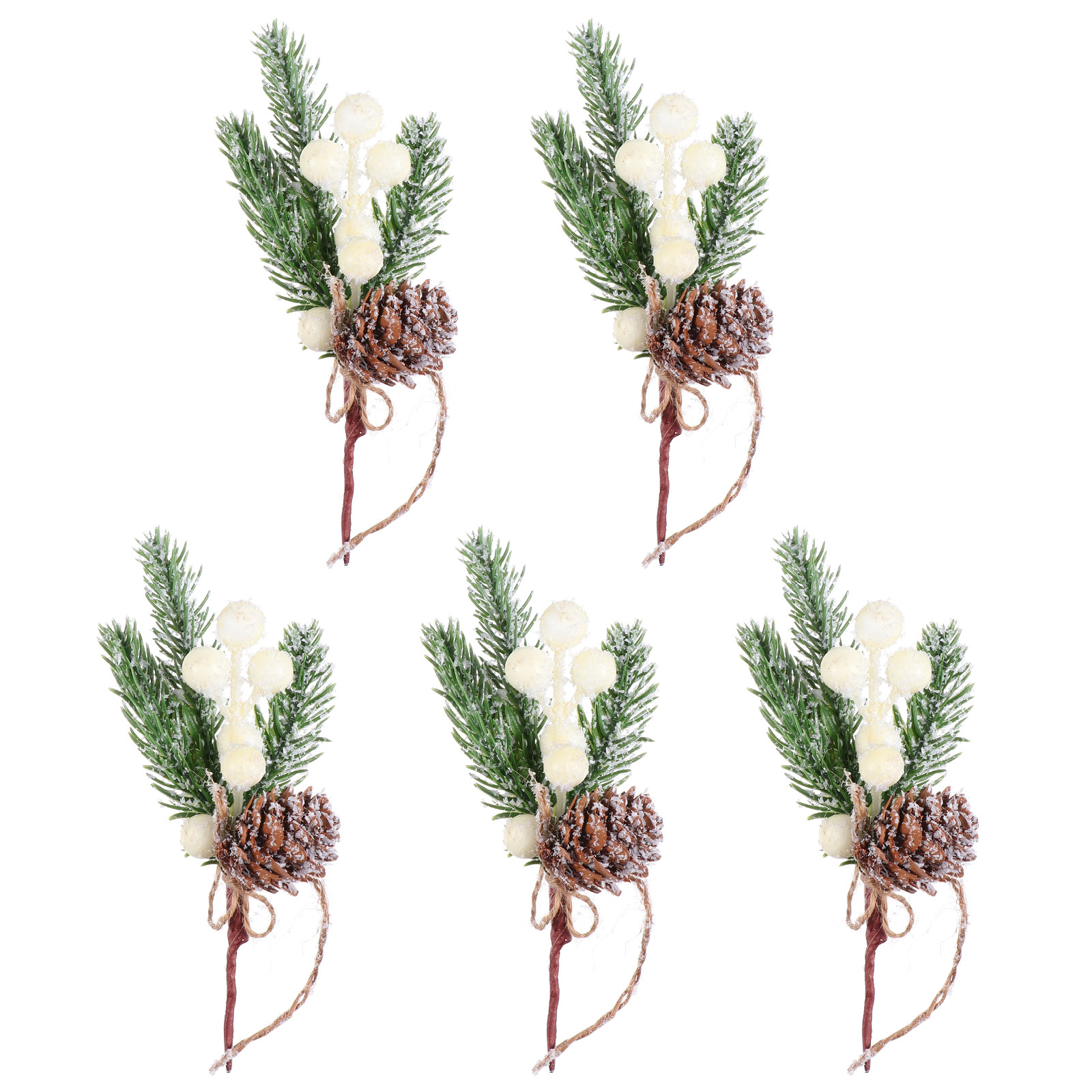 NUOLUX 5pcs DIY Christmas Frosted Pine Branches White Berries and Floral Pick Decor - Walmart.com | Walmart (US)