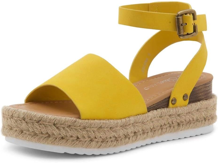 Shoe Land Legossa Womens Open Toe Ankle Strap Platform Wedge Shoes Casual Espadrilles Trim Flatfo... | Amazon (US)