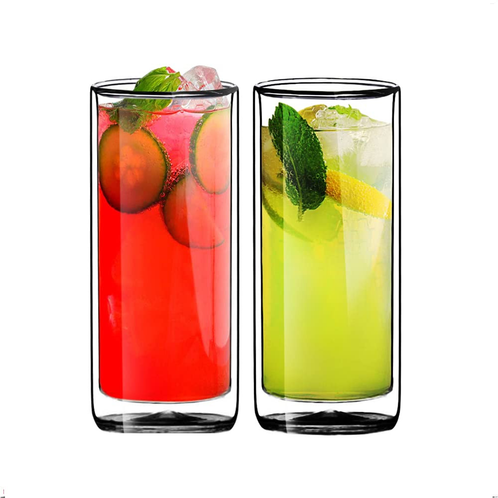 Sun's Tea Double Wall Insulated Glass Tumbler, 16oz (450ml) Highball Glass Cups for Beer, Lemonad... | Amazon (US)