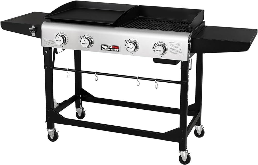 Royal Gourmet GD401 Portable Propane Gas Grill and Griddle Combo with Side Table | 4-Burner, Fold... | Amazon (US)