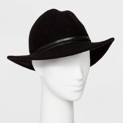 Women's Polyester Fedora Hat - Universal Thread™ Black | Target