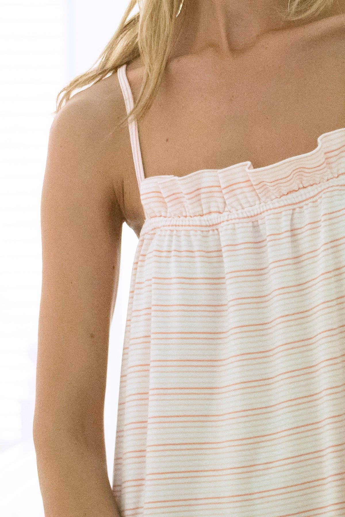Pima Ruffle Nightgown in Bellini Ombre | LAKE Pajamas