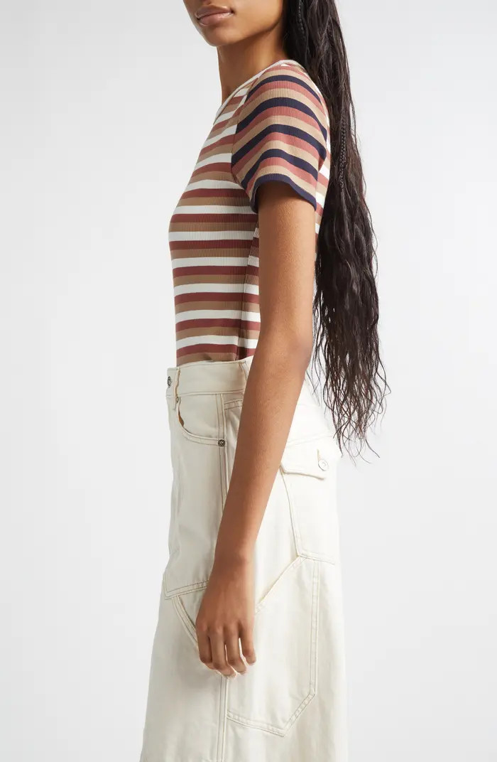 Veronica Beard Pruitt Stripe Rib T-Shirt | Nordstrom | Nordstrom