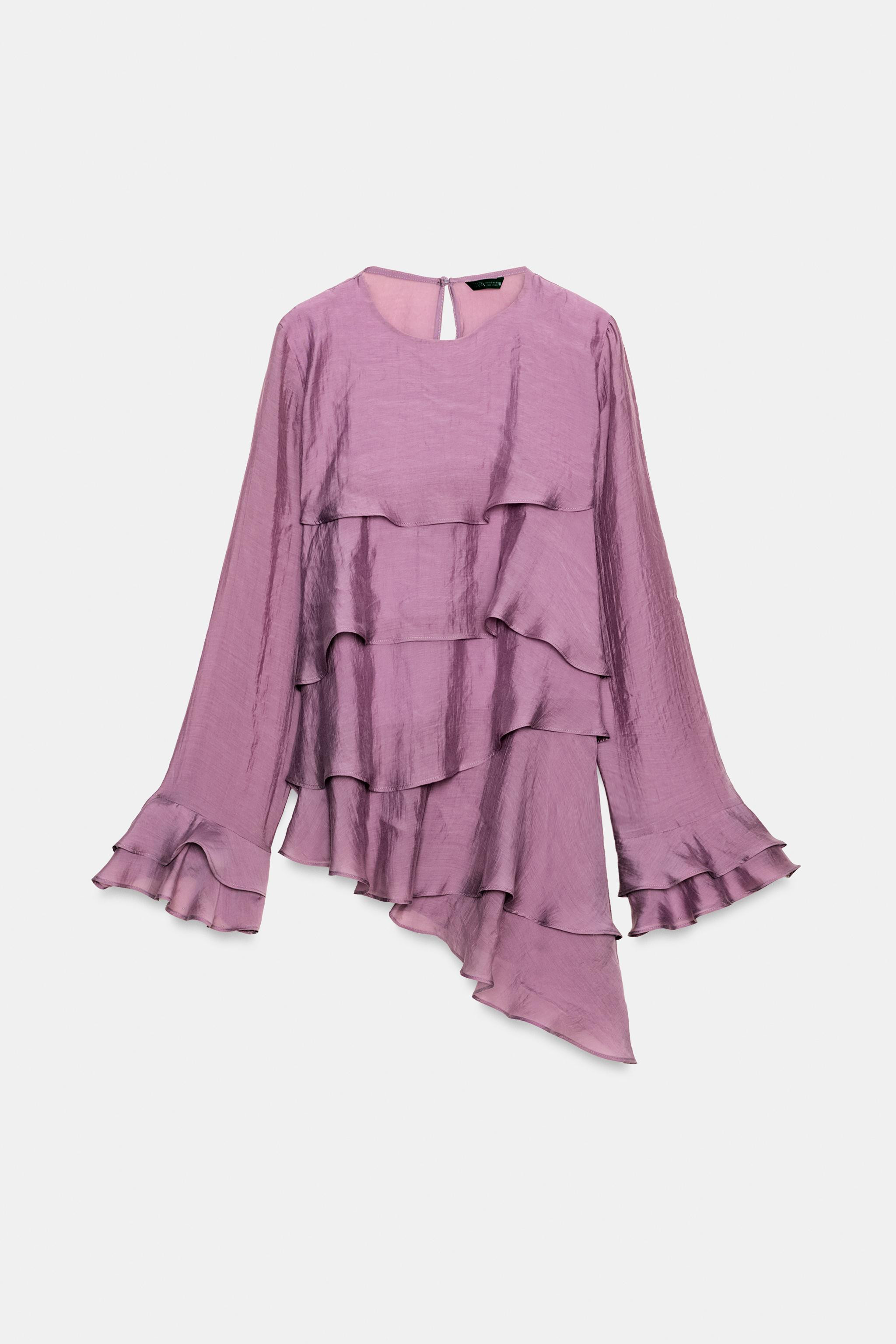 ASYMMETRIC RUFFLED TOP | Zara US
