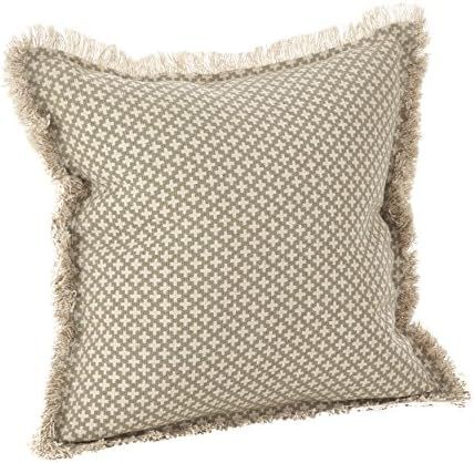 SARO LIFESTYLE Corinth Collection Moroccan Tile Design Down Filled Cotton Throw Pillow, 20", Natural | Amazon (US)