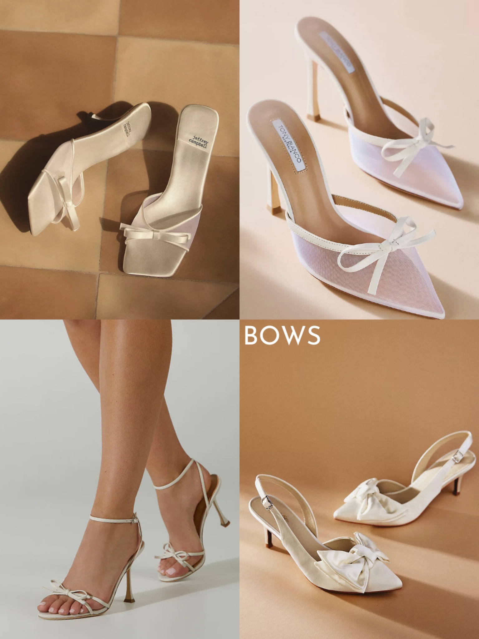 Bridal wedding shoes: heels with bows 