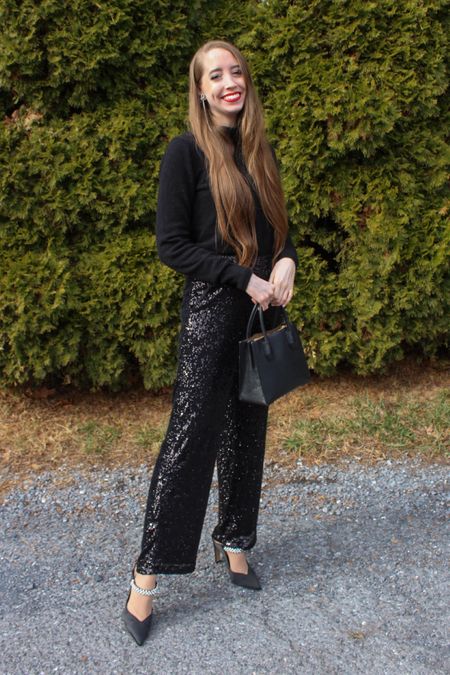 Cozy and sparkly New Year’s Eve outfit! 
.
Holiday party outfit sequined pants black outfit 

#LTKHoliday #LTKstyletip #LTKunder50
