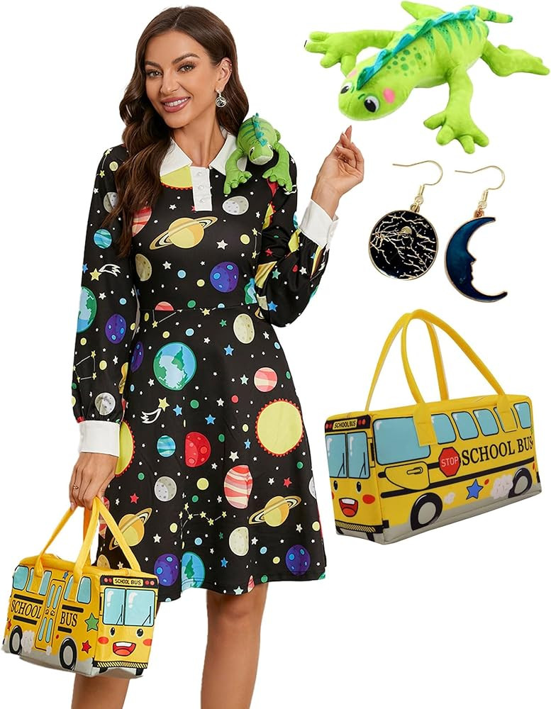 Laqeyko Women Long Sleeve Peter Pan Collar Fit and Flare A Line Skater Halloween Dress School Cos... | Amazon (US)