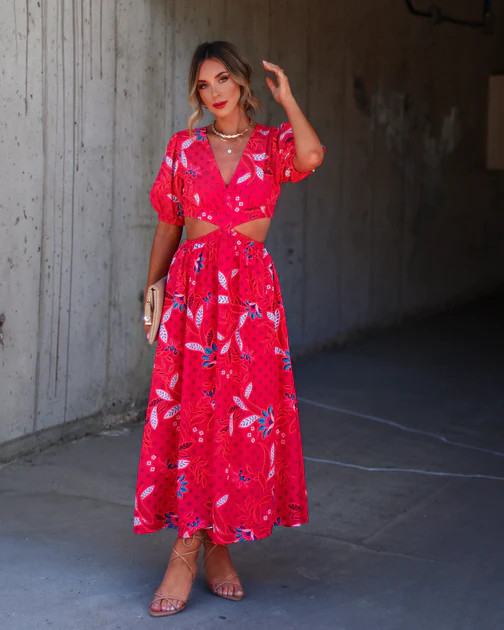 Raquela Printed Cutout Midi Dress | VICI