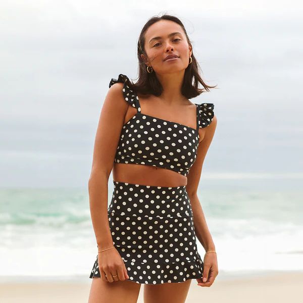 Black Polka Dot Bella Crop Top | Albion Fit