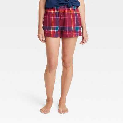 Women's Flannel Pajama Shorts - Stars Above™ Red Plaid L | Target