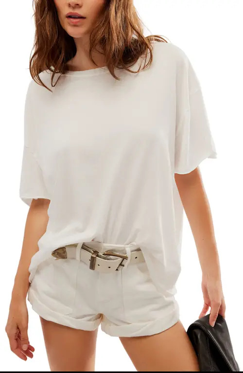 Free People Nina Crewneck Cotton T-Shirt in Ivory at Nordstrom, Size Small | Nordstrom