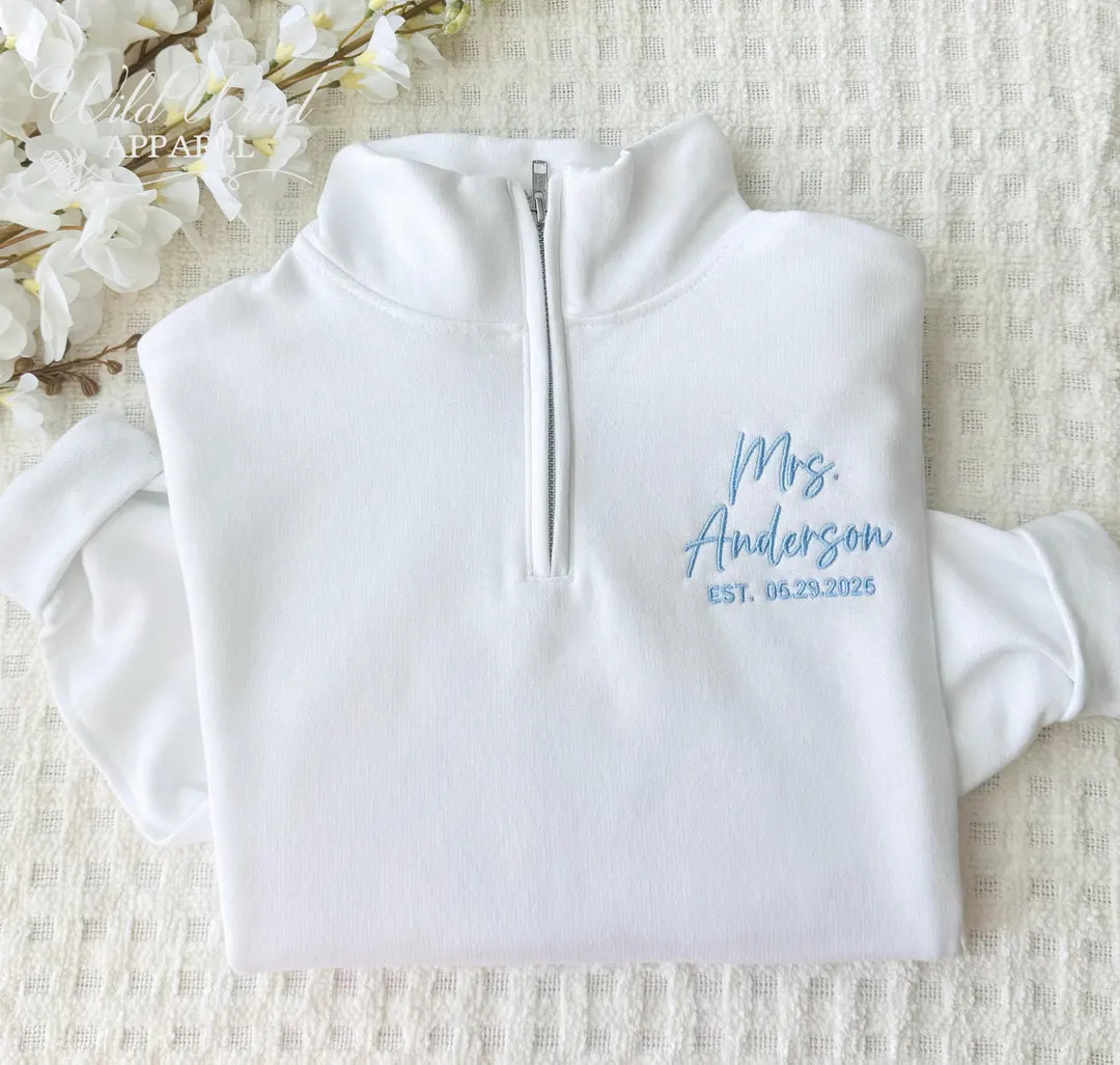 Mrs. Quarter-zip Sweatshirt, New Mrs. Gift, Last Name Sweater, Bride Sweatshirt, Personalized Mrs... | Etsy (US)