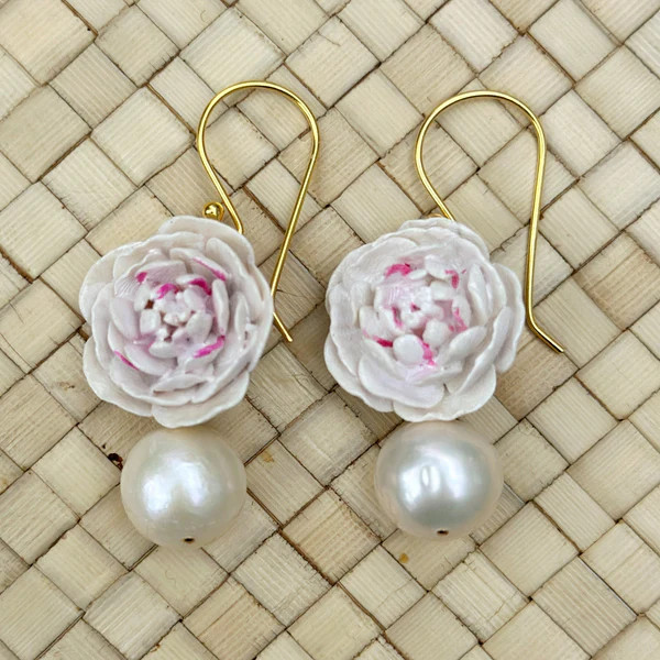 Peony pearl drops in white | Meg Carter Designs