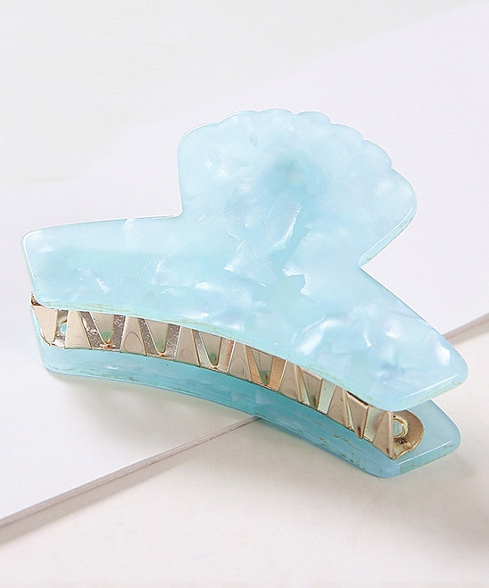 Ella & Elly Women's Hair Clips Blue - Blue Marbled Alligator Hair Clip | Zulily
