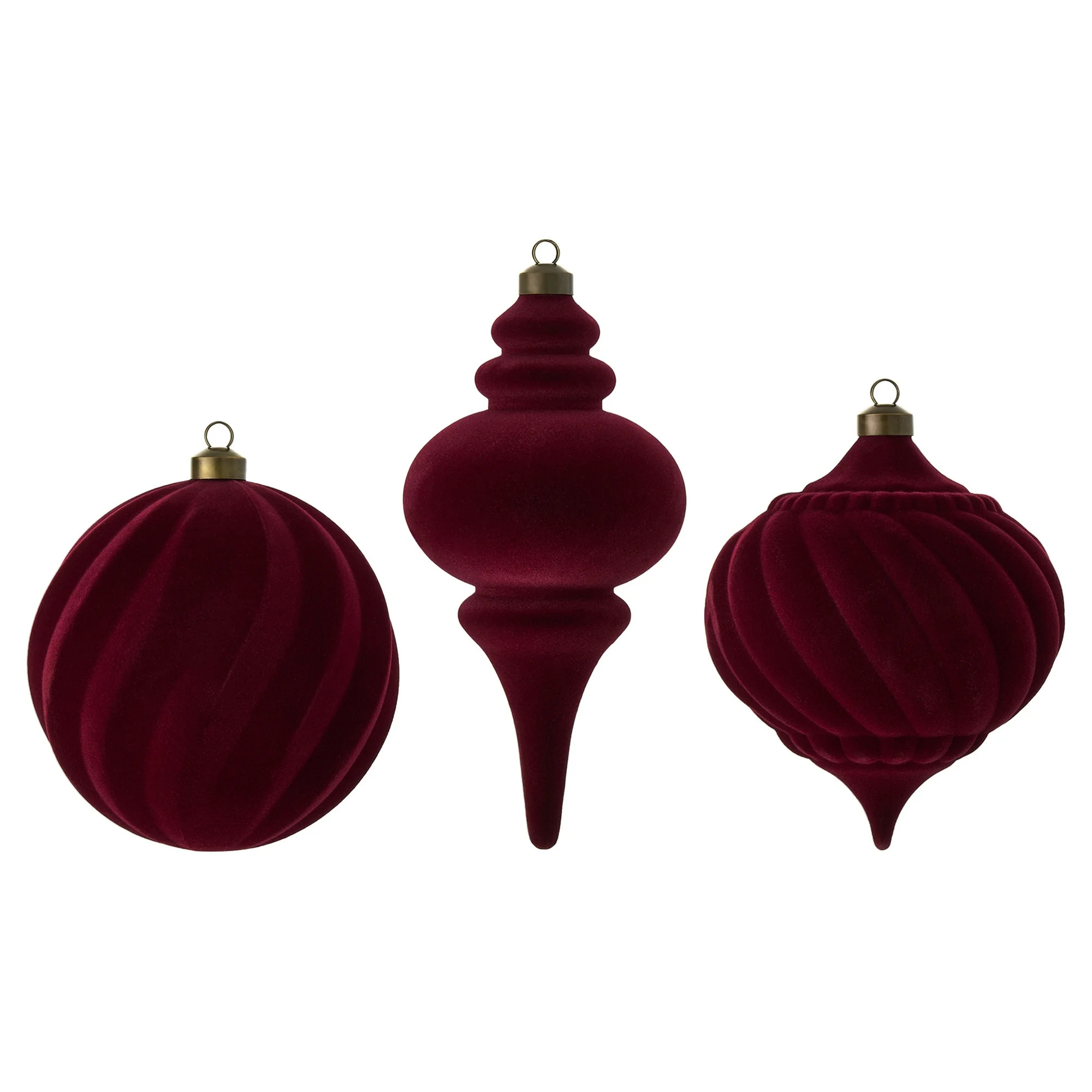 3 Count Red Flocked Christmas Ornaments, by My Texas House | Walmart (US)