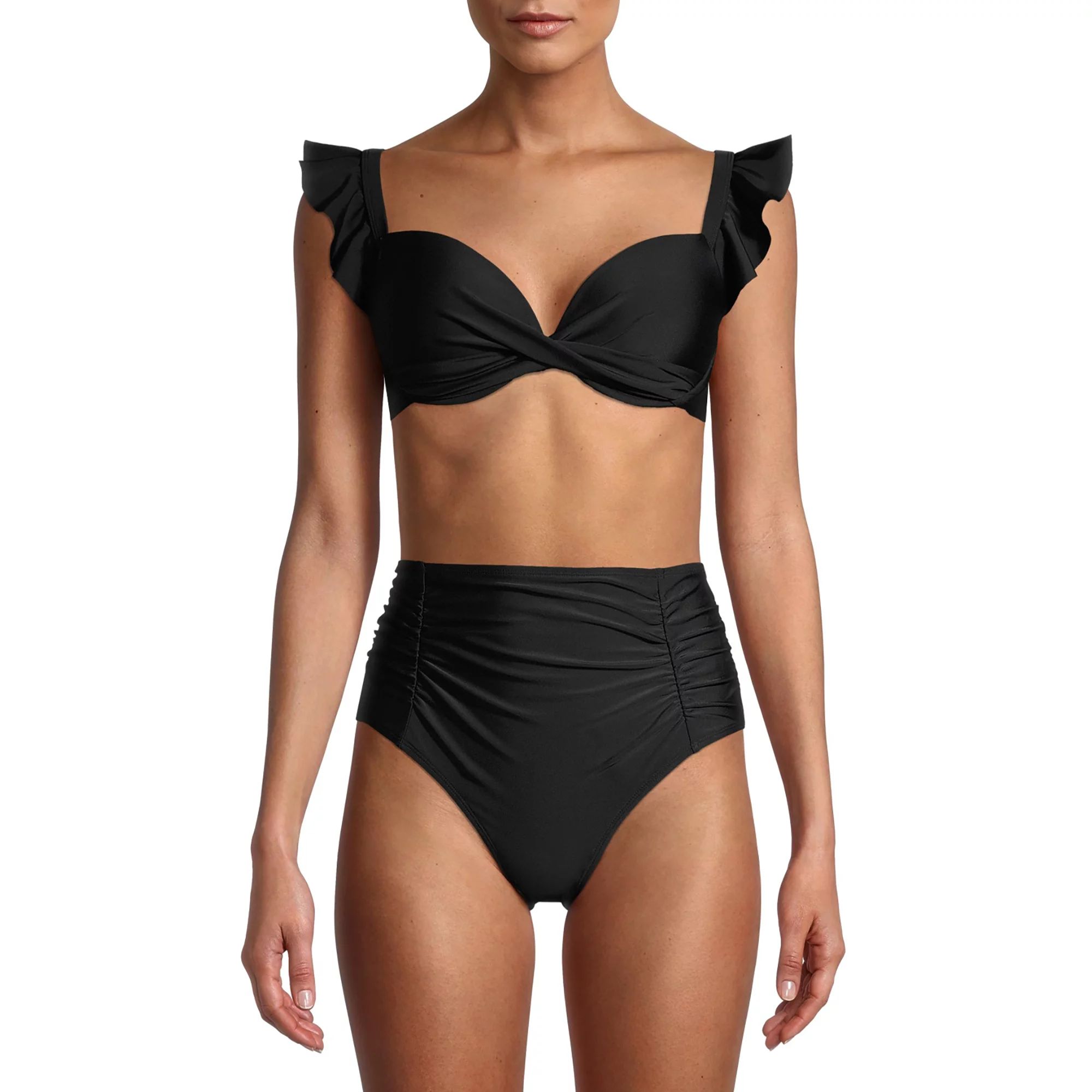 Nicole Miller Women's Ruffle Bikini Top Swimsuit | Walmart (US)